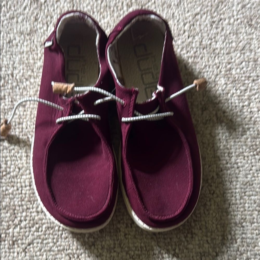 Hey Dude Burgundy Lace-Up Loafers